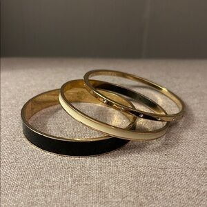 C. Wonder Set of 3 Gold and Black Bangle Bracelets, costume jewelry